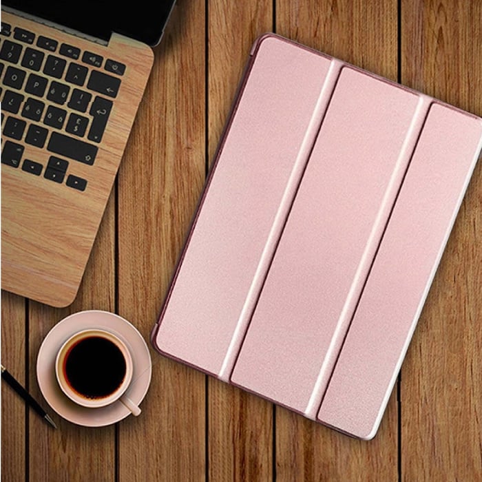 Skórzane, składane etui na iPada Air 1, różowe