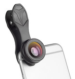 APEXEL Clip d'objectif de caméra 3 en 1 pour Smartphones Noir - Fisheye / Grand Angle / Objectif Macro