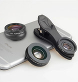 APEXEL Clip d'objectif de caméra 3 en 1 pour Smartphones Noir - Fisheye / Grand Angle / Objectif Macro