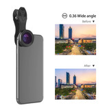 APEXEL Clip de lente de cámara 3 en 1 para teléfonos inteligentes Negro - Lente ojo de pez / gran angular / macro