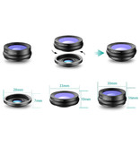 APEXEL 3 in 1 Camera Lens Clip voor Smartphones Zwart - Fisheye/Wide Angle/Macro Lens