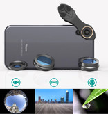 APEXEL 3 in 1 Camera Lens Clip voor Smartphones Zwart - Fisheye/Wide Angle/Macro Lens