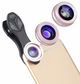 APEXEL Clip para lente de cámara 3 en 1 para teléfonos inteligentes Rosa - Lente ojo de pez / gran angular / macro