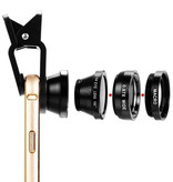 Stuff Certified® 3 in 1 Universal Camera Lens Clip for Smartphones Black - Fisheye / Wide Angle / Macro Lens