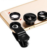 Stuff Certified® Uniwersalny klips do obiektywu aparatu 3 w 1 do smartfonów Czarny - obiektyw typu rybie oko / szerokokątny / makro