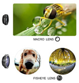 Stuff Certified® Clip universale per obiettivo fotocamera 3 in 1 per smartphone Argento - Obiettivo fisheye / grandangolare / macro
