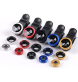 Stuff Certified® 3 in 1 Universal Camera Lens Clip for Smartphones Gold - Fisheye / Wide Angle / Macro Lens