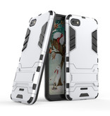 HATOLY iPhone SE (2020) - Roboter-Rüstungsgehäuse-Abdeckung Cas TPU-Gehäuse Weiß + Ständer