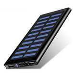 Stuff Certified® Cargador solar externo de 30.000mAh Powerbank Panel solar Batería de emergencia Cargador de batería Sun Black