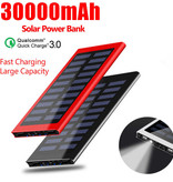 Stuff Certified® Cargador solar externo 30,000mAh Banco de energía Panel solar Batería de emergencia Cargador de batería Sun Red