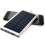 Stuff Certified® Externe 30.000mAh Solar Charger Powerbank Zonnepaneel Noodaccu Batterij Oplader Zon Zilver