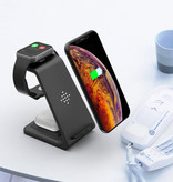 Bonola Station de charge 3 en 1 pour Apple iPhone / iWatch / AirPods - Station de charge sans fil 18W Pad noir