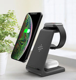 Bonola Station de charge 3 en 1 pour Apple iPhone / iWatch / AirPods - Station de charge sans fil 18W Pad noir