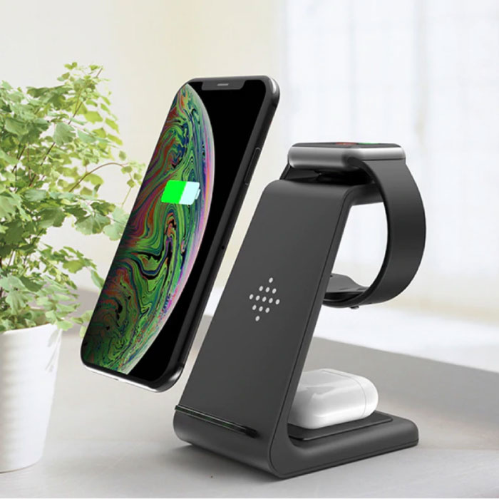 Stazione di ricarica 3 in 1 per Apple iPhone / iWatch / AirPods - Dock di ricarica 18W Wireless Pad nero