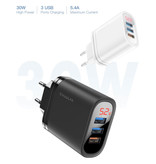 Kuulaa Caricabatteria da muro USB a tre porte 3x Qualcomm Quick Charge 3.0 Caricabatteria da parete AC Caricabatteria da casa