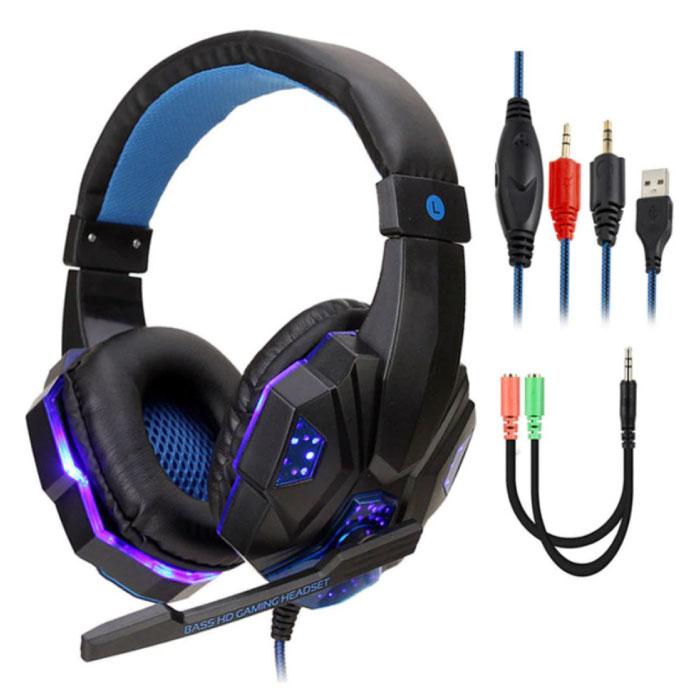 Bass HD Gaming Headset Auriculares estéreo Auriculares con micrófono para PlayStation 4 / PC Azul