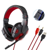 Stuff Certified® Bass HD Gaming Headset Stereo-Kopfhörer Kopfhörer mit Mikrofon für PlayStation 4 / PC Rot