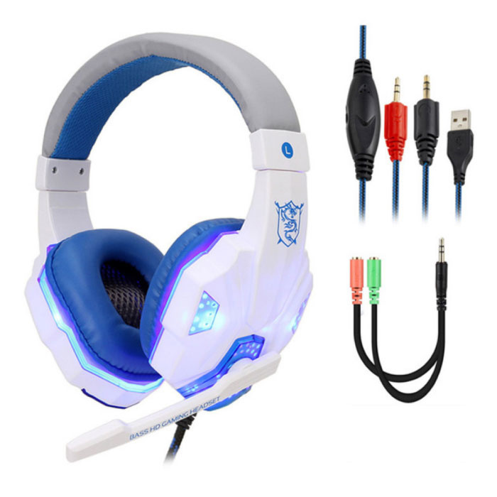Bass HD Gaming Headset Auriculares estéreo Auriculares con micrófono para PlayStation 4 / PC Blanco