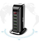 USLION 5-Port USB Laadstation LED Display Muur Oplader Thuislader Stekkerlader Adapter