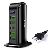 USLION 5-Port USB Laadstation LED Display Muur Oplader Thuislader Stekkerlader Adapter