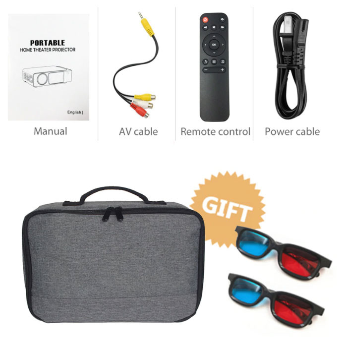 Alston T6 LED-Projektor - Mini Beamer Home Media Player Silber