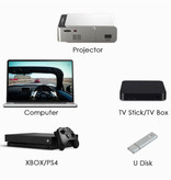 Alston Projecteur LED T6 - Mini Beamer Home Media Player Argent