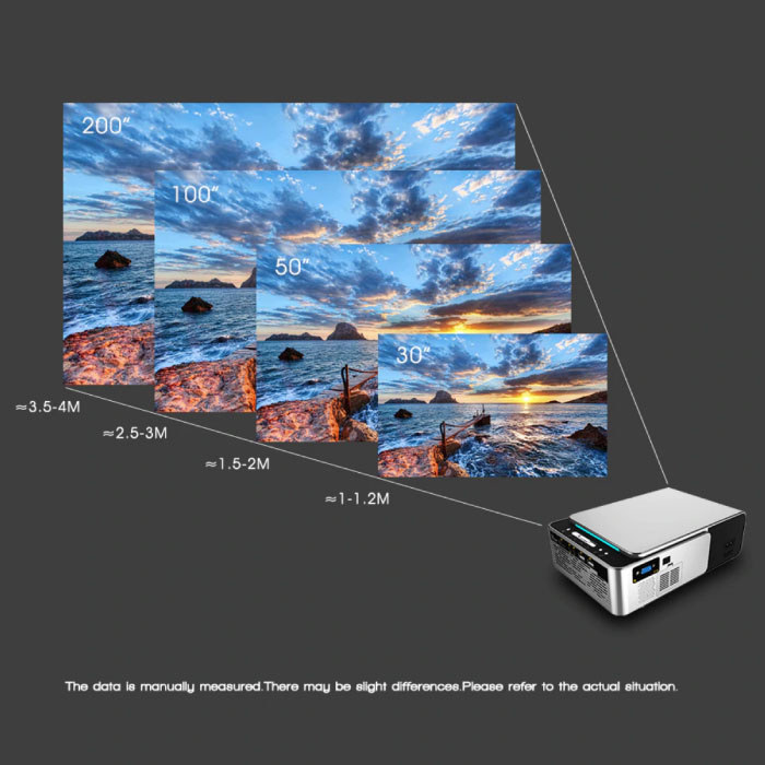 Alston T6 LED-Projektor - Mini Beamer Home Media Player Silber