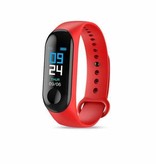 Stuff Certified® Original M3 Smartband Fitness Sport Activité Tracker Smartwatch Montre Smartphone OLED iOS Android iPhone Samsung Huawei Rouge