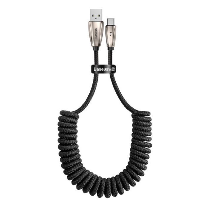 Baseus USB-C Curled Spiral Charging Cable Data Cable 1 Meter Charger Black
