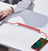Baseus USB-C Gekrulde Spiraal Oplaadkabel Datakabel 1 Meter Oplader Rood