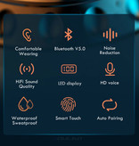 Stuff Certified® IPX7 TWS Bezprzewodowe słuchawki Smart Touch Control 2200 mAh Bluetooth 5.0 Douszne słuchawki bezprzewodowe Słuchawki Słuchawki douszne Czarne