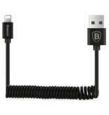 Baseus iPhone Lightning Gekrulde Spiraal Oplaadkabel Datakabel 1.6 Meter Oplader Zwart