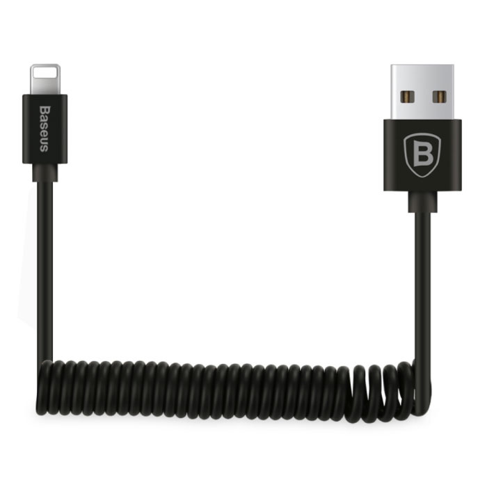 iPhone Lightning Curled Spiral Charging Cable Data Cable 1.6 Meter Charger Black