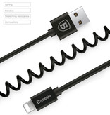 Baseus iPhone Lightning Gekrulde Spiraal Oplaadkabel Datakabel 1.6 Meter Oplader Zwart
