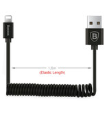 Baseus Câble de données iPhone Lightning Curled Spiral Charge Cable Chargeur 1,6 mètre Noir