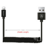 Baseus iPhone Lightning Curled Spiral Charging Cable Data Cable 1.6 Meter Charger Black