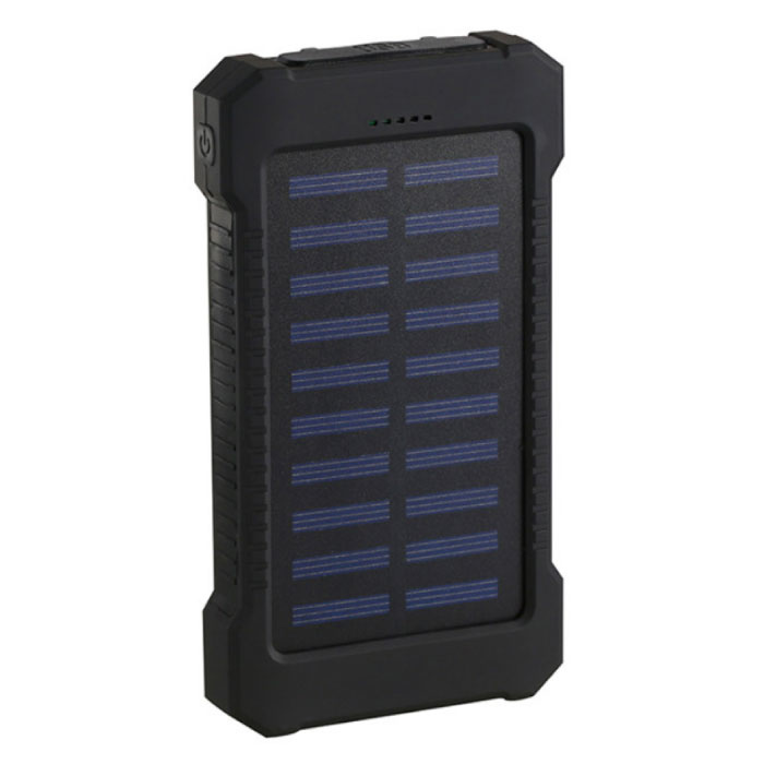 Solar-Ladegerät 30.000mAh Externe Power Bank Solarpanel Notfall-Akku Akku-Ladegerät Sun Black