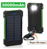 Stuff Certified®  Solar Charger 30.000mAh Externe Powerbank Zonnepaneel Noodaccu Batterij Oplader Zon Blauw