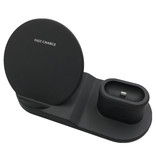 Stuff Certified® 3 in 1 Wireless-Ladegerät für Apple iPhone / iWatch / AirPods - Ladestation Ladestation 18W Wireless Pad Schwarz