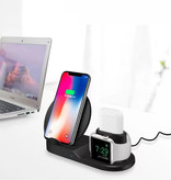 Stuff Certified® Chargeur sans fil 3 en 1 pour Apple iPhone / iWatch / AirPods - Station de charge Dock de chargement 18W Pad sans fil blanc
