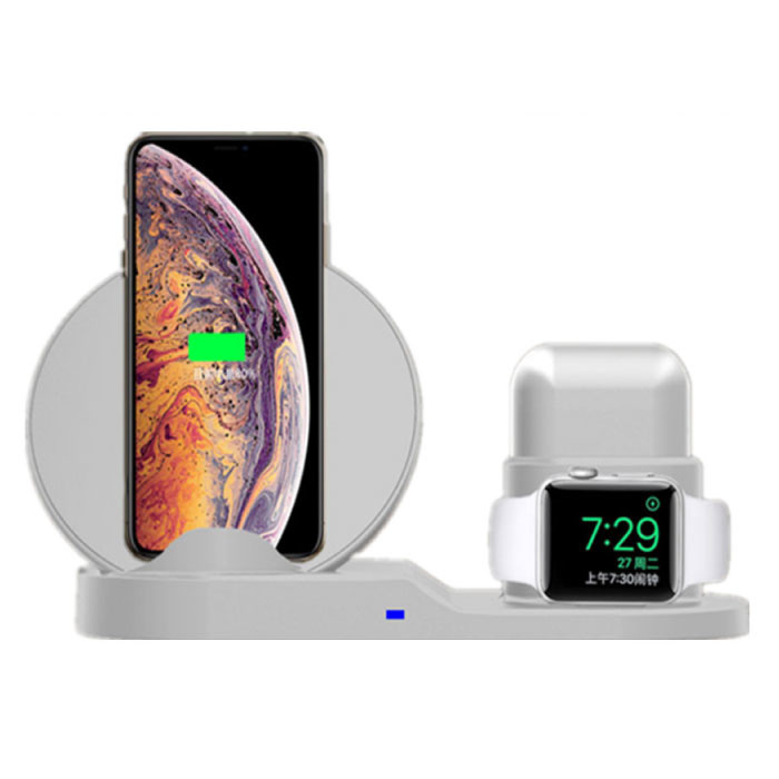 Bezprzewodowa ładowarka 3 w 1 do Apple iPhone / iWatch / AirPods - Stacja ładująca Stacja ładująca 18W Bezprzewodowa podkładka biała