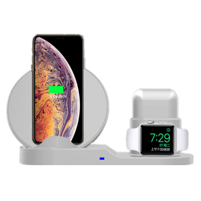 Caricabatterie wireless 3 in 1 per Apple iPhone / iWatch / AirPods - Stazione di ricarica Dock di ricarica 18W Tappetino wireless bianco