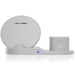 Stuff Certified® Caricabatterie wireless 3 in 1 per Apple iPhone / iWatch / AirPods - Stazione di ricarica Dock di ricarica 18W Tappetino wireless bianco