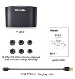 Bluedio T-Elf 2 Auriculares inalámbricos TWS Control táctil Bluetooth 5.0 Auriculares inalámbricos en la oreja Auriculares Auriculares Auriculares Negro