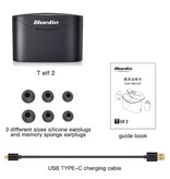 Bluedio T-Elf 2 Draadloze Oortjes TWS Touch Control Bluetooth 5.0 Ear Wireless Buds Earphones Earbuds Oortelefoon Zwart