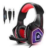 Hunterspider Casque de jeu V1 Écouteurs stéréo avec microphone pour PlayStation 4 / PC / Xbox Rouge