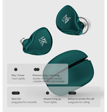 KZ S1D Wireless Earpieces Touch Control TWS Bluetooth 5.0 Wireless Earphones Ear Buds Earphones Green