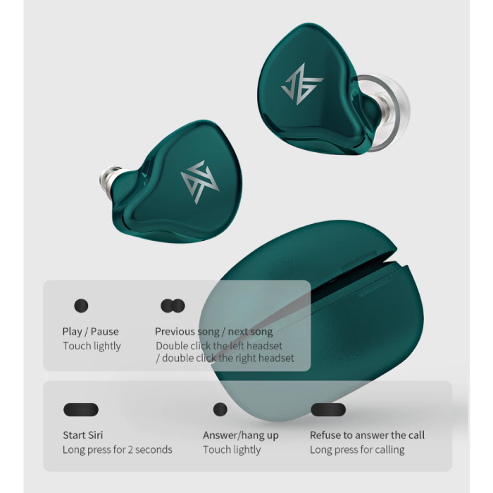 KZ S1D Draadloze Oortjes Touch Bediening TWS Bluetooth 5.0 Wireless Earphones Ear Buds Oortelefoon Grijs