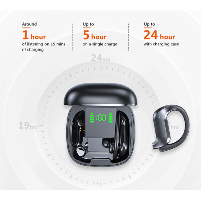 Stuff Certified® Écouteurs sans fil avec crochet d'oreille - Contrôle tactile - TWS Bluetooth 5.0 Écouteurs sans fil Écouteurs Écouteurs Noir