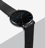 Geneva Quartz Watch - Anologue Luxury Movement for Men and Women - Stainless Steel - Black-Blue